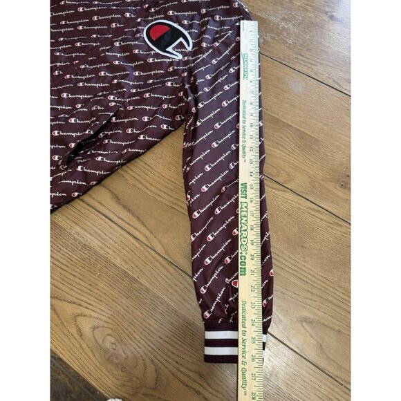 Champion Life All‎ Over Print Maroon Satin Baseball Jacket Mens Sz Medium Preppy - Picture 12 of 16